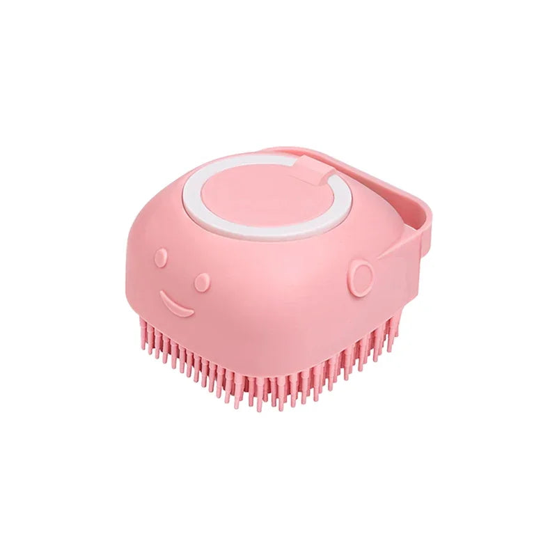 Brosse de Bain et Massage pour Chien et Chat – Silicone Doux avec Distributeur de Shampooing