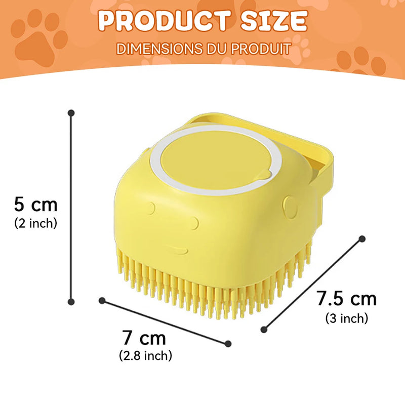 Brosse de Bain et Massage pour Chien et Chat – Silicone Doux avec Distributeur de Shampooing